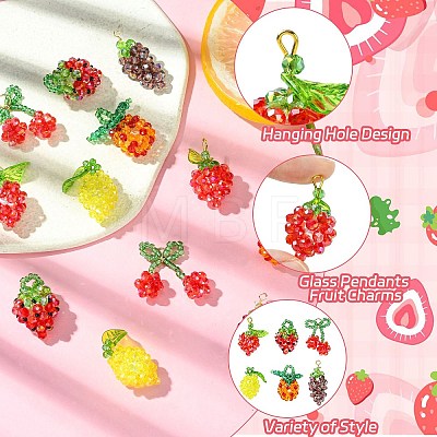6Pcs Glass Pendants PALLOY-CJ00139-1