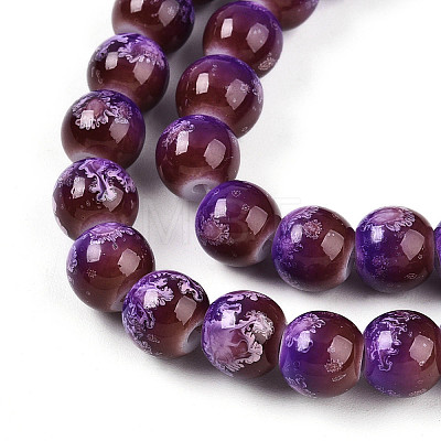 Baking Paint Glass Beads Strands DGLA-N008-8mm-03-1