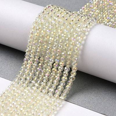 Electroplate Transparent Glass Beads Strands GLAA-H021-01B-FR04-1