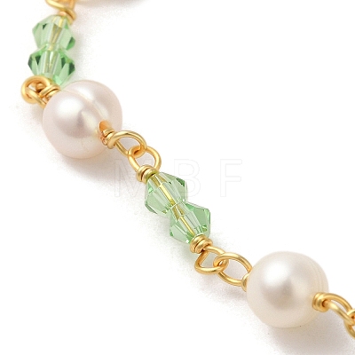 Glalss & Natural Pearl Beaded Bracelets BJEW-C051-46G-1