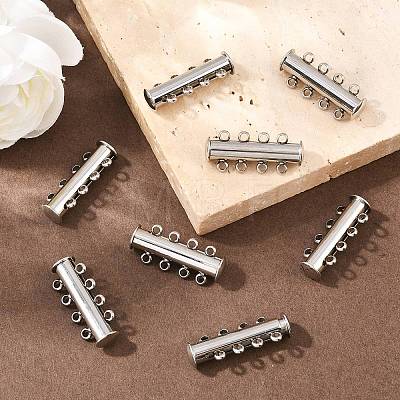 Non-Tarnish 4-Strands 304 Stainless Steel Slide Lock Clasps LS-STAS-H402-35P-01-1
