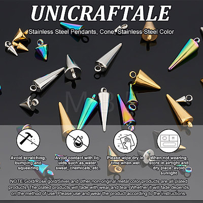 Unicraftale 48Pcs 12 Styles 201 & 304 Stainless Steel Pendants STAS-UN0048-22-1