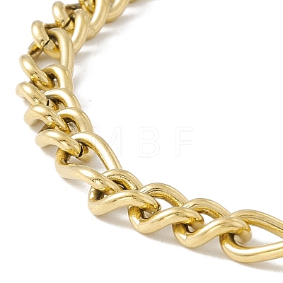 Vacuum Plating 304 Stainless Steel Figaro Chains Bracelet for Men Women STAS-E001-08G-1