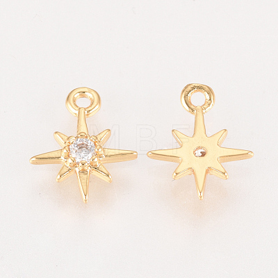 Brass Cubic Zirconia Charms ZIRC-Q002-143G-1