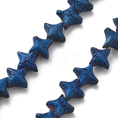 Electroplated Natural Lava Rock Beads Strands G-A251-C01-01H-1