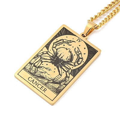 304 Stainless Steel Tarot Pendant Necklaces NJEW-A026-01G-04-1