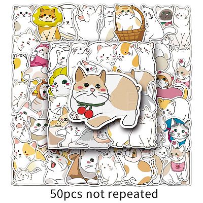 50Pcs Cat PET Waterproof Stickers PW-WG45CF9-01-1