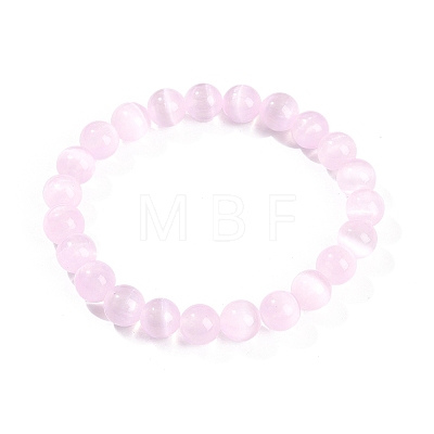 Dyed Natural Selenite Round Beaded Stretch Bracelets for Women G-U005-02I-1