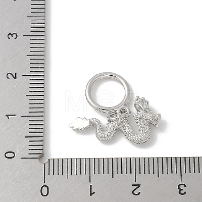 Brass Micro Pave Clear Cubic Zirconia Dragon European Dangle Charms KK-U052-38P-1