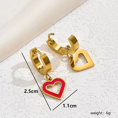 Stainless Steel Heart Hoop Earrings QS1082-2-1