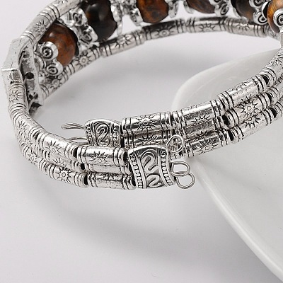 Tibetan Style Antique Silver Alloy Gemstone Bracelets BJEW-JB01649-1