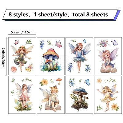 8 Sheets 8 Styles PVC Waterproof Wall Stickers DIY-WH0345-174-1