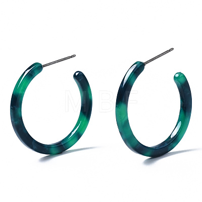 Cellulose Acetate(Resin) Half Hoop Earrings KY-S163-370-1