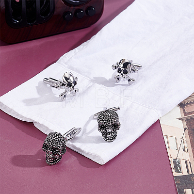 2 Pairs 2 Styles Brass Cufflinks AJEW-AR0005-65-1