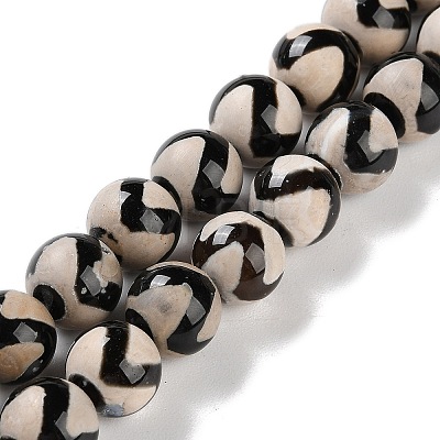 Natural Tibetan Wave Pattern dZi Agate Beads Strands G-B084-A02-01-1