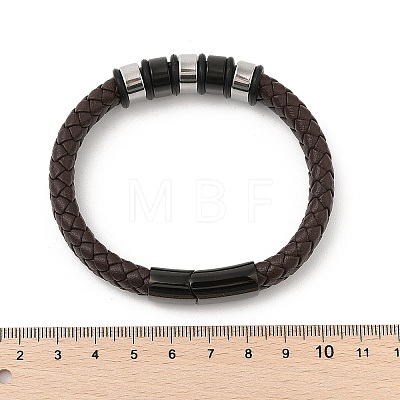 Ion Plating(IP) Braided Leather Cord Bracelets for Men BJEW-Z081-11EB-02-1