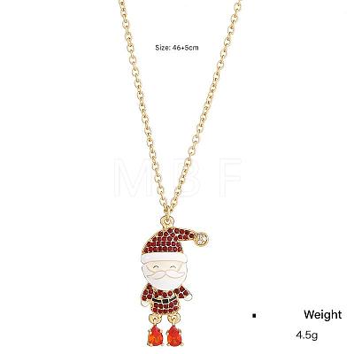 Christmas Alloy Enamel with Rhinestone Red Pendant Necklaces for Women FS-WGC0976-01-1