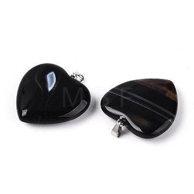 Natural Black Banded Agate(Dyed & Heated) Pendants G-T143-51A-1