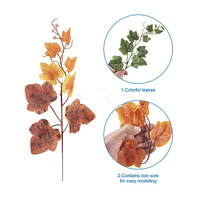 30Pcs 6 Colors Artificial Plastic Maple Leaf AJEW-CF0001-03-1