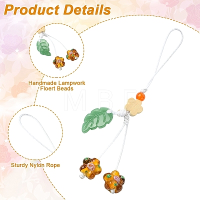 5Pcs 5 Colors Handmade Lampwork with Transparent Glass Bead Pendant Decorations HJEW-YW00463-1