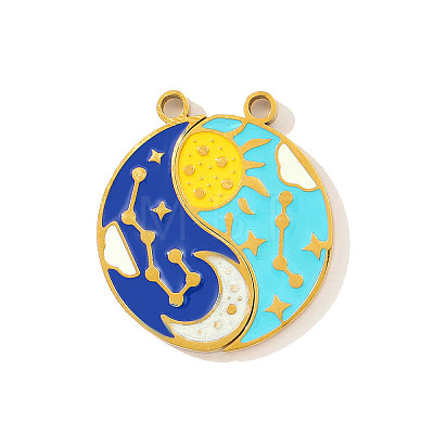 304 Stainless Steel Enamel Pendants STAS-OY003-25G-1