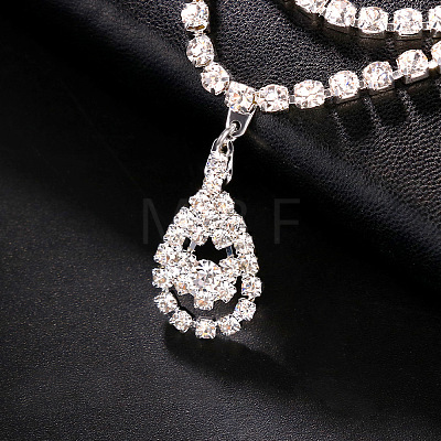 Alloy Full Crystal Rhinestone Teardrop Charm Double Layer Waist Chian WG7517E-02-1