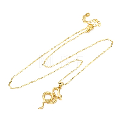 Brass Snake Pendant Cable Chain Necklaces for Women NJEW-S438-01A-G-1