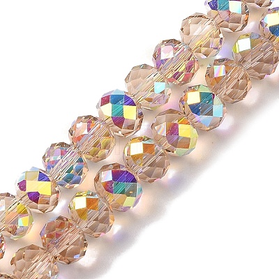 AB Color Plated Transparent Electroplate Beads Strands X-EGLA-H104-06F-1