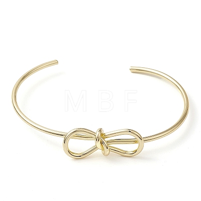 Bowknot Brass Cuff Bangles BJEW-D039-37D-G-1