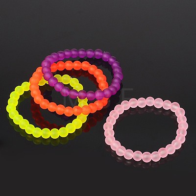 Stretchy Frosted Glass Beads Kids Bracelets for Children's Day BJEW-JB01768-1