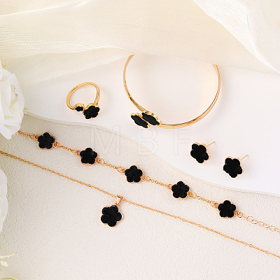 Flower Alloy Acrylic Cuff Bangles & Link Bracelets & Stud Earrings & Pendant Necklaces & Rings WG72368-01-1