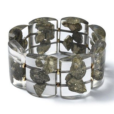 Natural Pyrite Stretch Bracelets BJEW-G702-06A-1