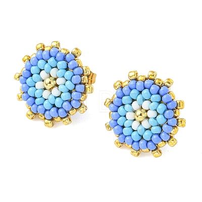 Glass Seed Bead Stud Earrings EJEW-MZ00741-1