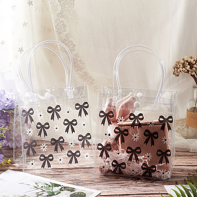 Rectangle Transparent Printed PVC Plastic Gift Tote Bags ABAG-TADJ0002-002G-1