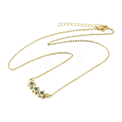 Brass Glass Triple Star Pendant Necklaces KK-CBAB173-03G-12-1