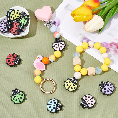 12Pcs 6 Colors Food Grade Eco-Friendly Silicone Beads SIL-CA0001-18-1