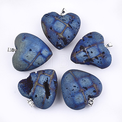 Electroplate Natural Druzy Agate Pendants G-T112-02C-1