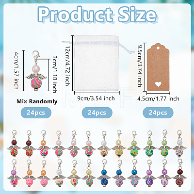 24Pcs ABS Plastic Imitation Pearl Handmade Polymer Clay & & Alloy Pendant Decorations HJEW-OC00344-1