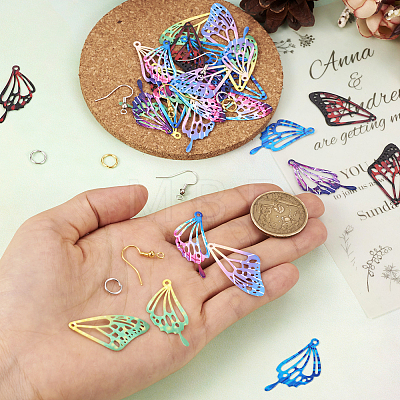 DIY Filigree Butterfly Wing Dangle Earring Making Kit DIY-TA0005-02-1