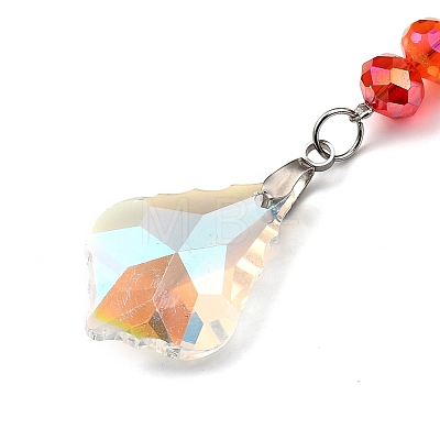 Chakra Leaf Crystal Suncatcher Dowsing Pendulum Pendants PALLOY-JF00461-01-1