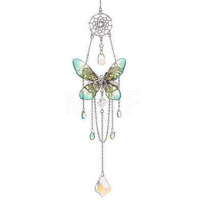 Stainless Steel Resin Butterfly Suncatcher HJEW-TA00452-02-1