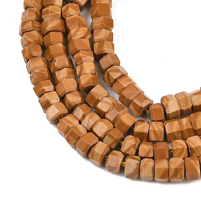 Natural Yellow Wood Lace Stone Wooden Jasper Beads Strands G-G345-C13-2x4mm-1