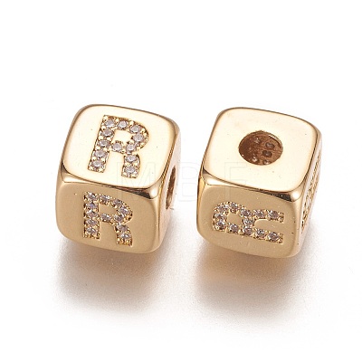 Brass Micro Pave Cubic Zirconia Beads KK-K238-16G-R-1