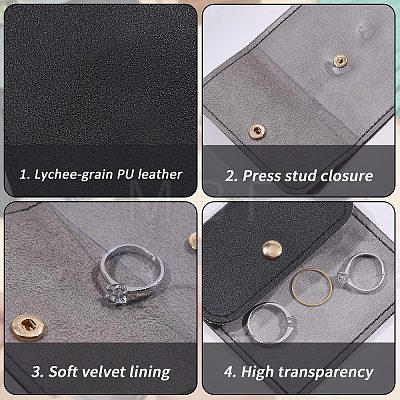 6Pcs PU Leather with PVC Pouches with Snap Button ABAG-WH0072-036A-1