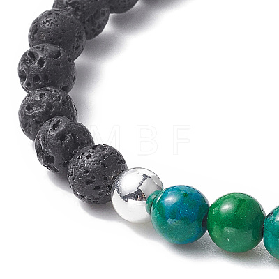 Natural & Synthetic Mixed Gemstone & Alloy Saint Benedict Medal Beaded Strech Bracelet for Women BJEW-JB09344-1