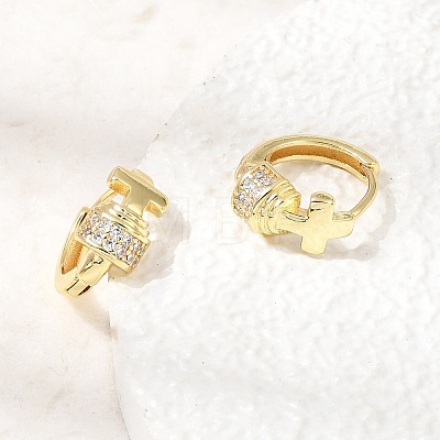 Cross Brass Micro Pave Cubic Zirconia Hoop Earrings KK-CBAEEA8-37G-1