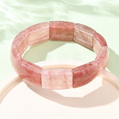 Rectangle Natural Strawberry Quartz Beaded Stretch Bracelets for Women Men GG-CBA9ACE-C10-1