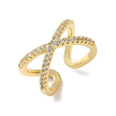 Adjustable Brass Micro Pave Clear Cubic Zirconia Cuff Rings LS-RJEW-F101-17G-1