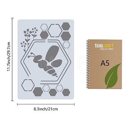 2Pcs 2 Styles Bees Theme PET Plastic Hollow Out Drawing Painting Stencils Templates Sets DIY-WH0299-002-1