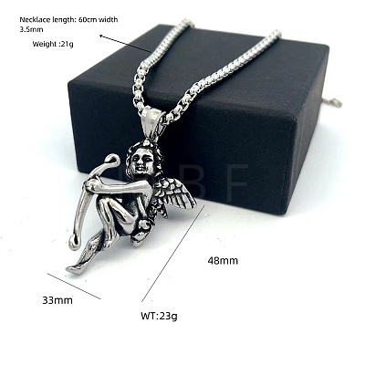 304 Stainless Steel Angel Pendant Punk Retro Necklaces for Men DL5553-1